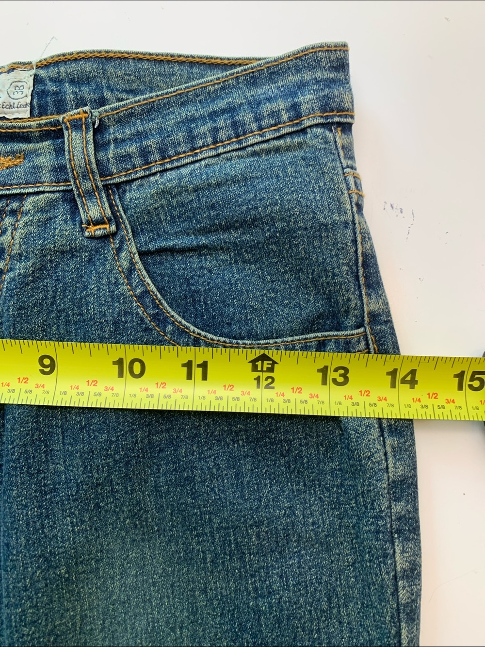 Moda Vintage Blue Denim Flare Jeans with Embroidered Hem Size 27 - Picture 7 of 14